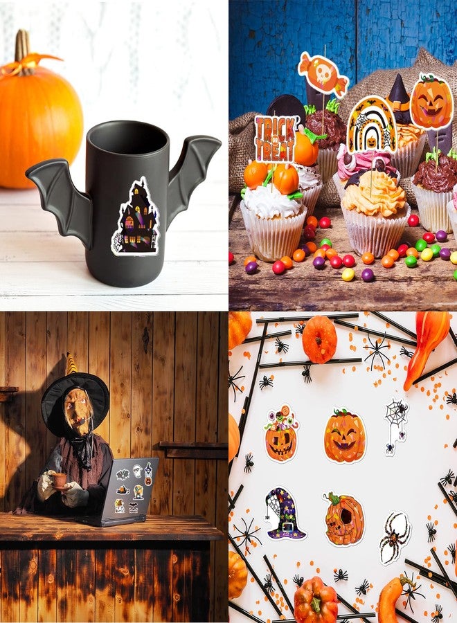 VANRUID Halloween Stickers, 100 Pcs Sparkly Holographic Halloween Stickers for Kids, Non-Repeating Halloween Pumpkin Theme Stickers, Vinyl Waterproof Holiday Party Stickers, Party Favors Gifts - Image 5